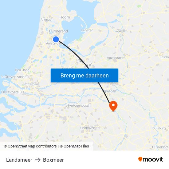 Landsmeer to Boxmeer map