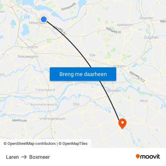 Laren to Boxmeer map