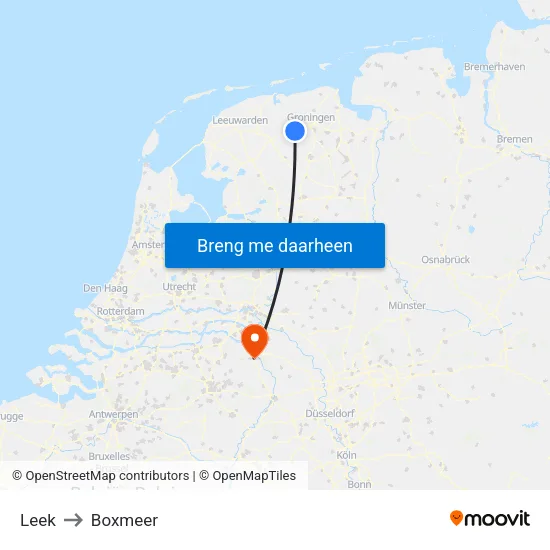 Leek to Boxmeer map