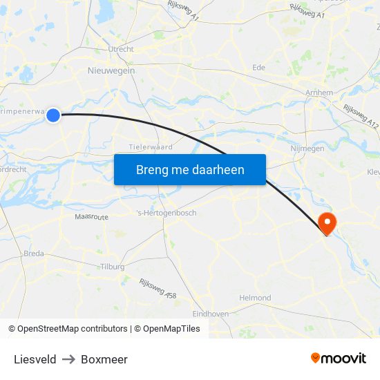 Liesveld to Boxmeer map