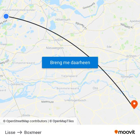 Lisse to Boxmeer map