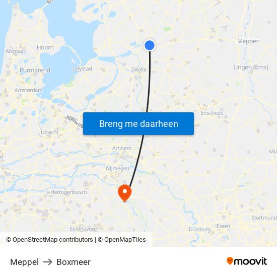 Meppel to Boxmeer map