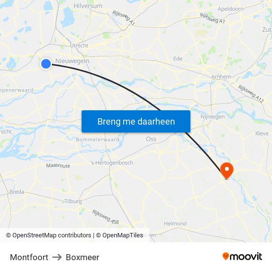 Montfoort to Boxmeer map