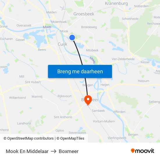 Mook En Middelaar to Boxmeer map