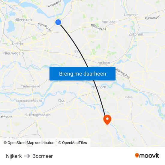 Nijkerk to Boxmeer map