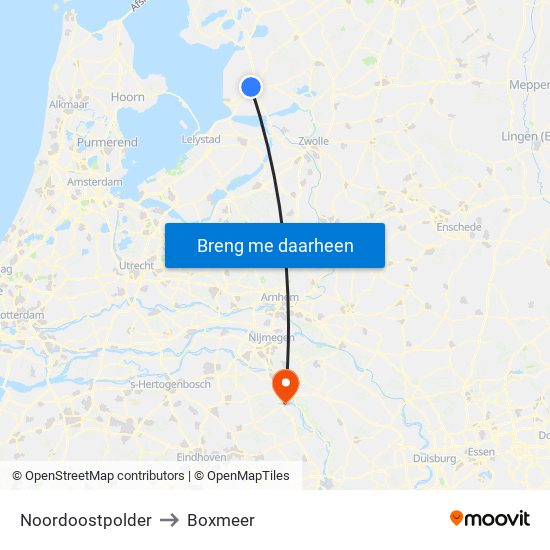 Noordoostpolder to Boxmeer map