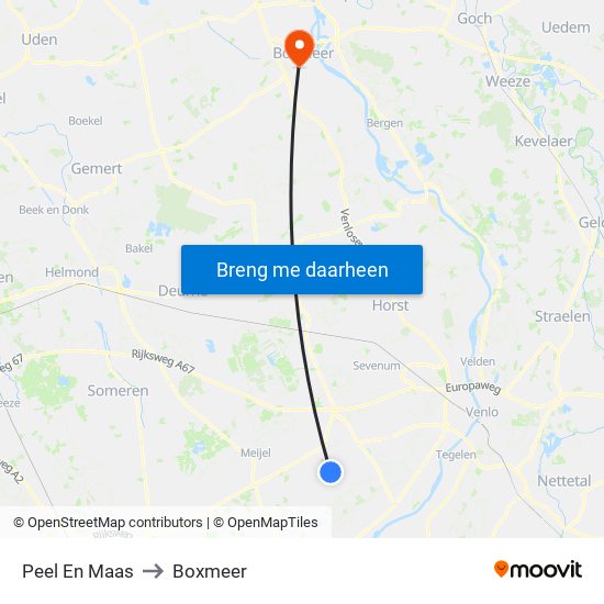 Peel En Maas to Boxmeer map