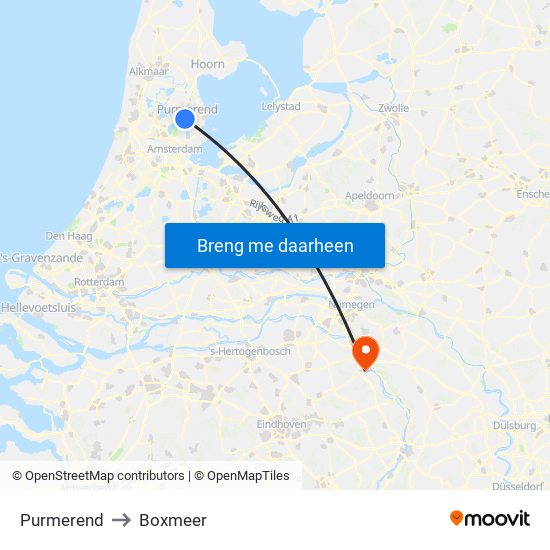 Purmerend to Boxmeer map
