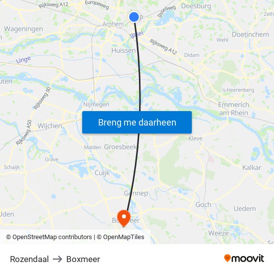 Rozendaal to Boxmeer map