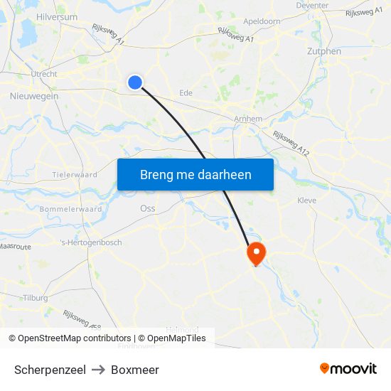 Scherpenzeel to Boxmeer map
