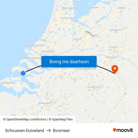Schouwen-Duiveland to Boxmeer map