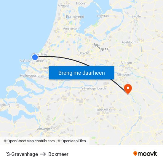 'S-Gravenhage to Boxmeer map