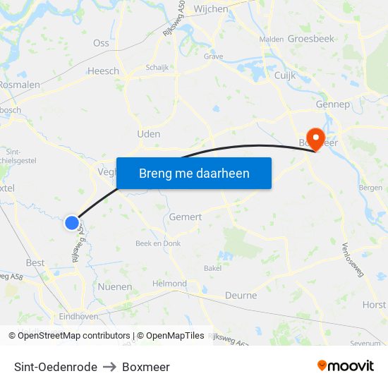 Sint-Oedenrode to Boxmeer map
