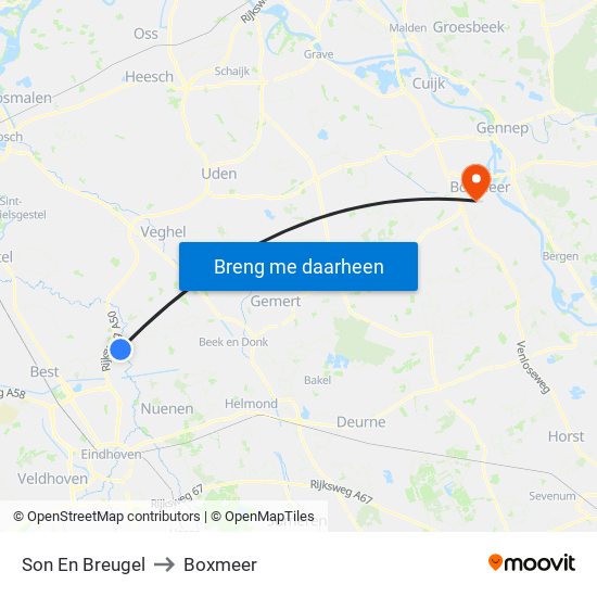 Son En Breugel to Boxmeer map