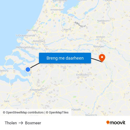Tholen to Boxmeer map