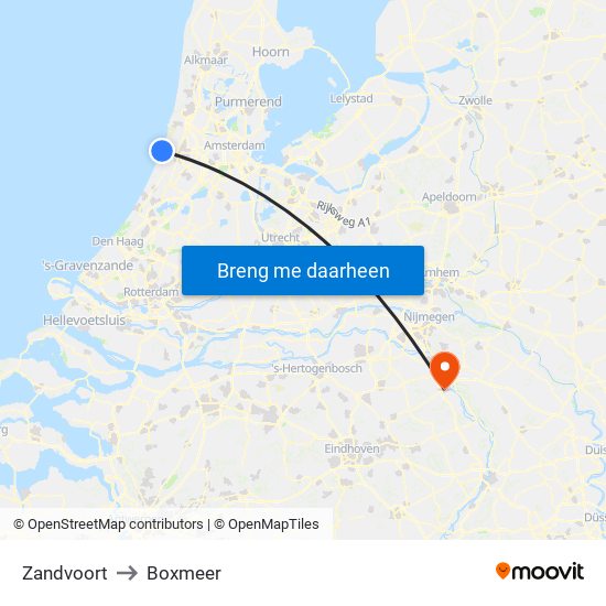 Zandvoort to Boxmeer map