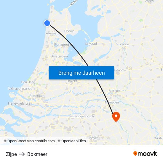 Zijpe to Boxmeer map