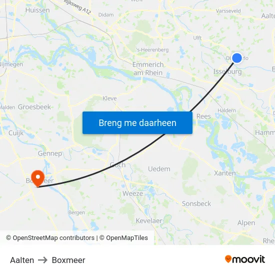 Aalten to Boxmeer map