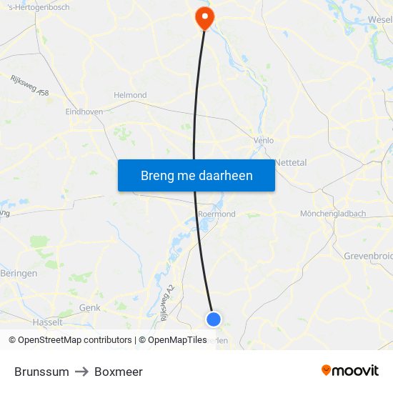 Brunssum to Boxmeer map