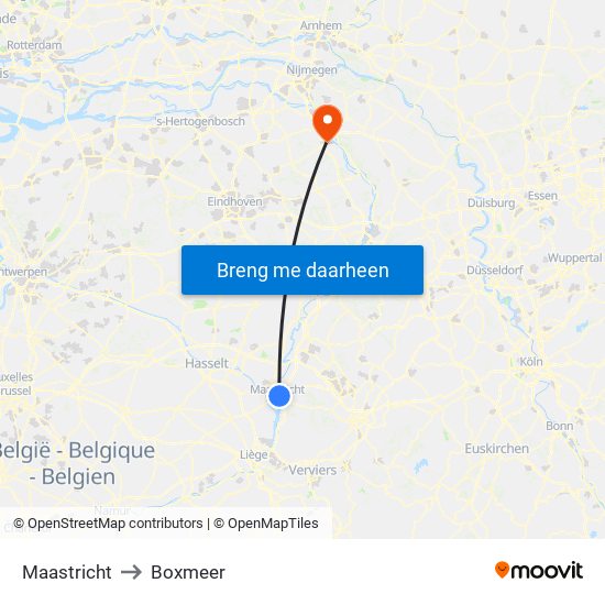 Maastricht to Boxmeer map