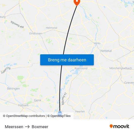 Meerssen to Boxmeer map