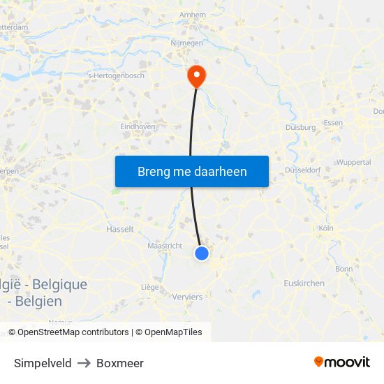 Simpelveld to Boxmeer map