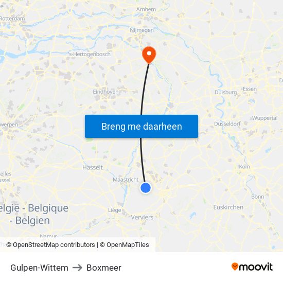 Gulpen-Wittem to Boxmeer map