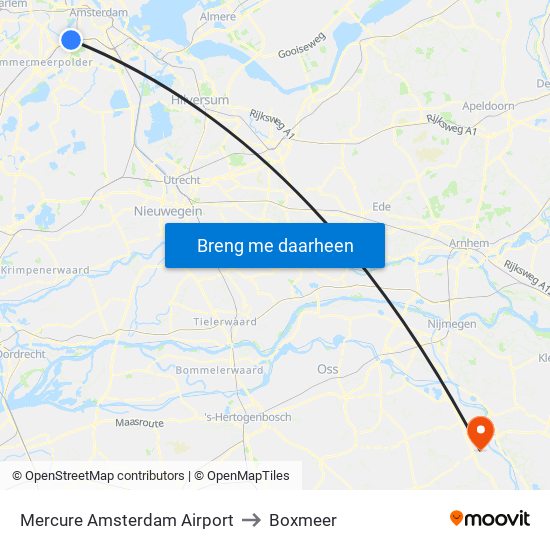 Mercure Amsterdam Airport to Boxmeer map