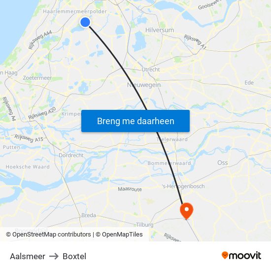 Aalsmeer to Boxtel map