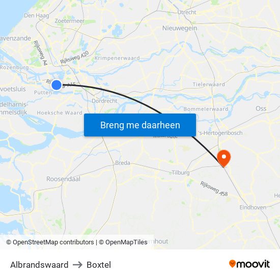 Albrandswaard to Boxtel map