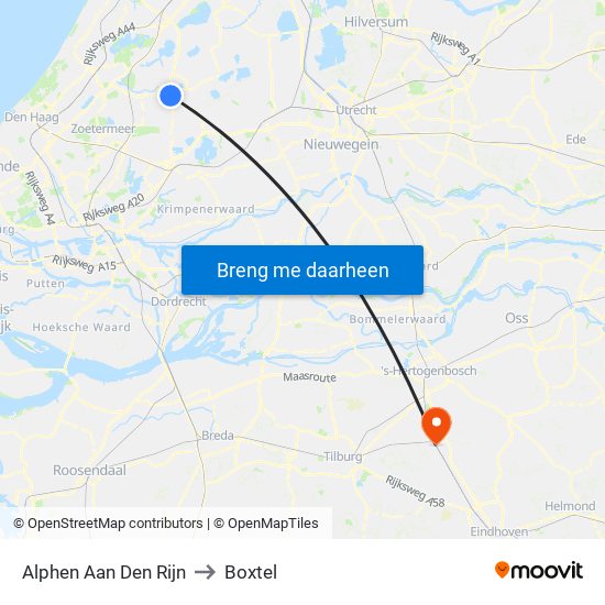 Alphen Aan Den Rijn to Boxtel map
