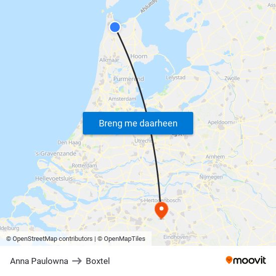 Anna Paulowna to Boxtel map