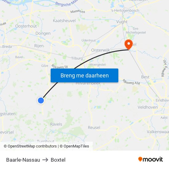 Baarle-Nassau to Boxtel map