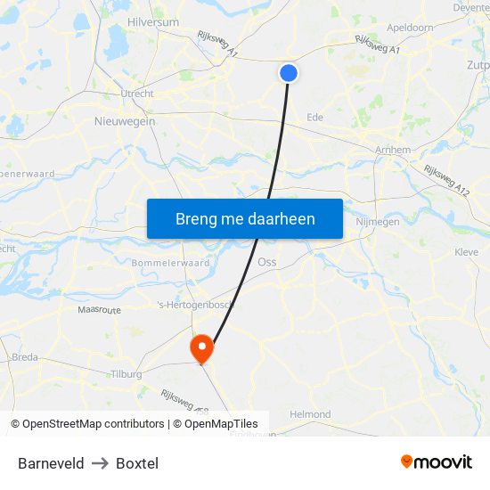 Barneveld to Boxtel map