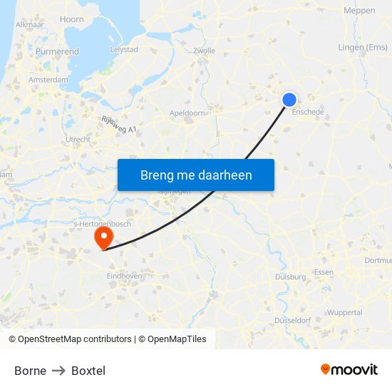 Borne to Boxtel map