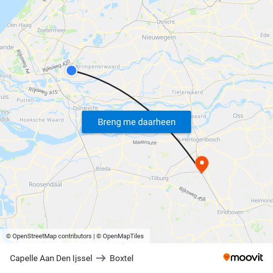 Capelle Aan Den Ijssel to Boxtel map