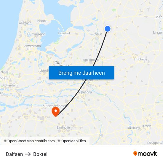 Dalfsen to Boxtel map