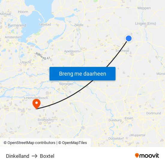 Dinkelland to Boxtel map