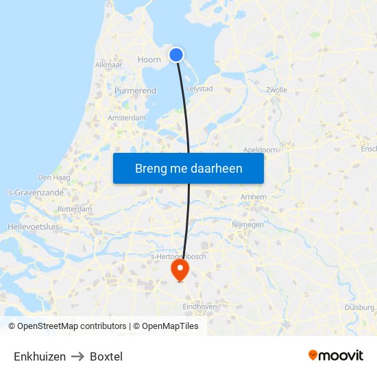 Enkhuizen to Boxtel map
