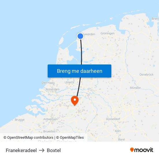 Franekeradeel to Boxtel map