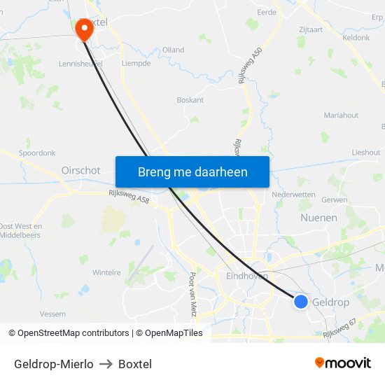 Geldrop-Mierlo to Boxtel map