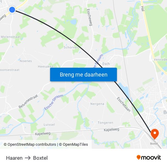 Haaren to Boxtel map