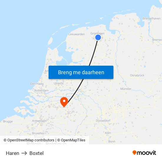 Haren to Boxtel map