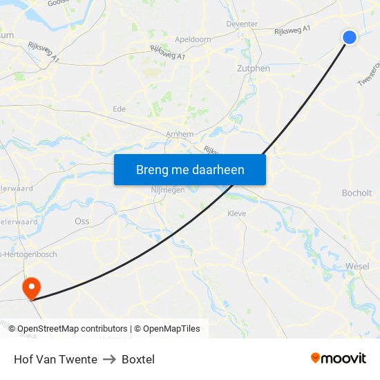Hof Van Twente to Boxtel map
