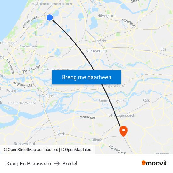Kaag En Braassem to Boxtel map