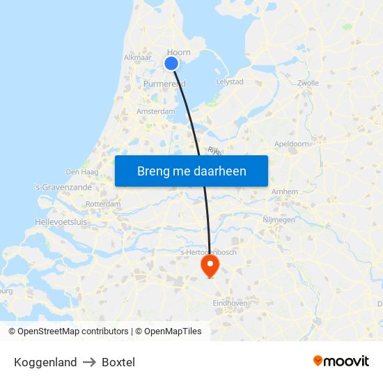 Koggenland to Boxtel map