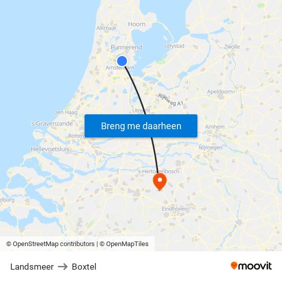 Landsmeer to Boxtel map