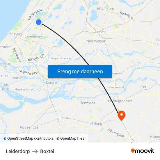 Leiderdorp to Boxtel map