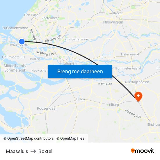 Maassluis to Boxtel map