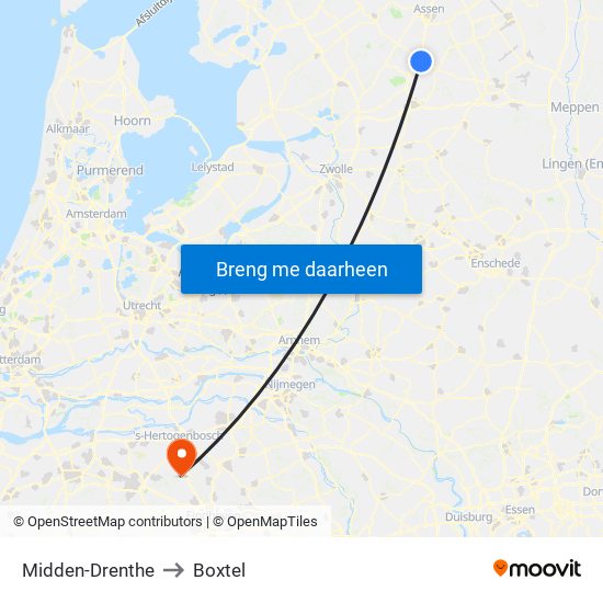 Midden-Drenthe to Boxtel map
